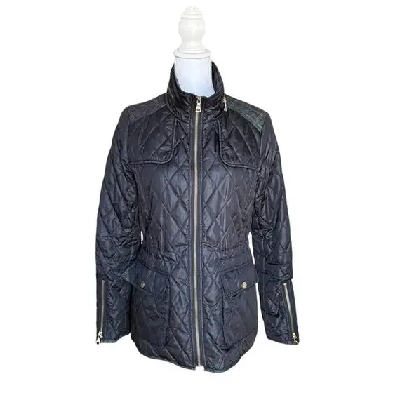 Sam Edelman Women's Lexi Quilted Jacket with Plaid Trim- Size Small - Picture 3 of 16